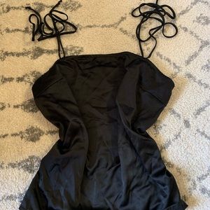 Small Black Satin Henrigirl Top